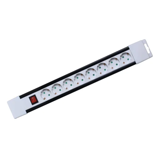 Home PNV 08K/WH hálózati elosztó, 2 m, H05VV-F 3G1,0 mm2 kábel, kapcsolós, IP20 kivitel, 8 aljzat gyermekvédelemmel, max. 3500W, fehér, felakasztható - 1