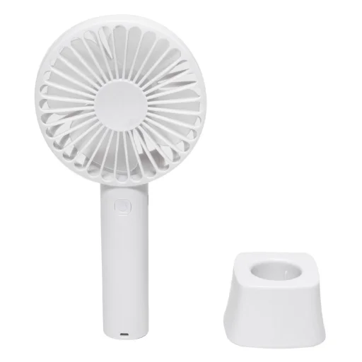 Home HF 9/WH kézi, tölthető ventilátor, 4 W, 10 cm-es lapátátmérő, 3 fokozat, 1200 mAh Li-ion akkumulátor, asztali tartó, fehér - 2
