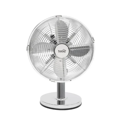 Home TFS 25 asztali fém ventilátor, 30 W, 3 fokozat, 25 cm-es lapátátmérő, oszcillálás, 4 ventilátorlapát, ezüst színű bevonat - 2