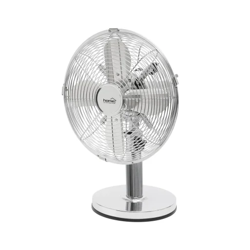 Home TFS 25 asztali fém ventilátor, 30 W, 3 fokozat, 25 cm-es lapátátmérő, oszcillálás, 4 ventilátorlapát, ezüst színű bevonat - 1