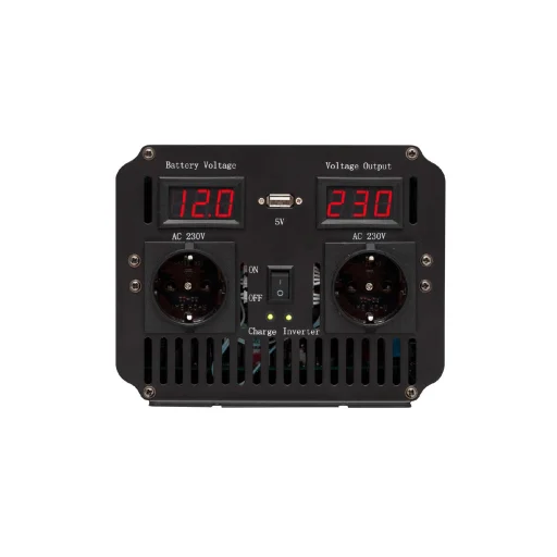 SAL SAIC1000TS feszültségátalakító, ~1000 W névleges telj., tiszta szinuszos, 2 védőérintkezős aljzat, szünetmentes tápegység, USB, visszajelző LED, lágyindítás - 2