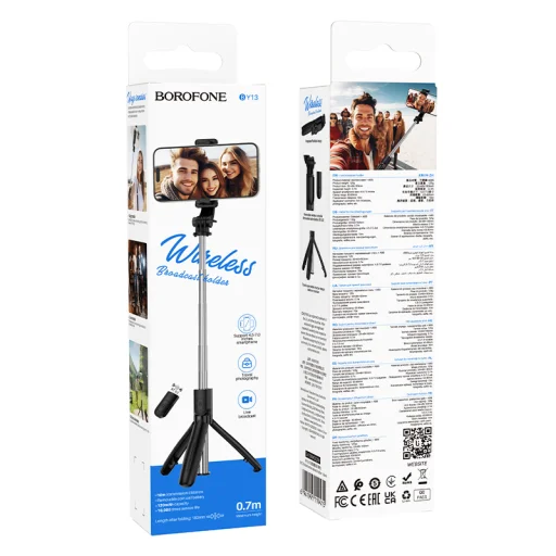 Borofone Selfie Bot BY13 Nube bluetooth állvánnyal és távirányítóval fekete - 9