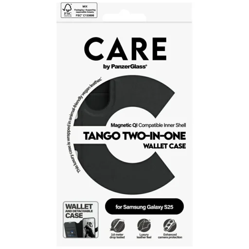 CARE by PanzerGlass Feature Tango 2in1 Wallet tok Samsung Galaxy S25 - Fekete - 5