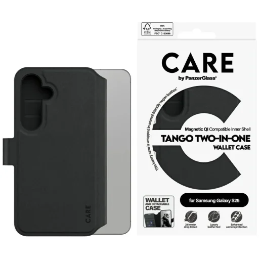 CARE by PanzerGlass Feature Tango 2in1 Wallet tok Samsung Galaxy S25 - Fekete - 1