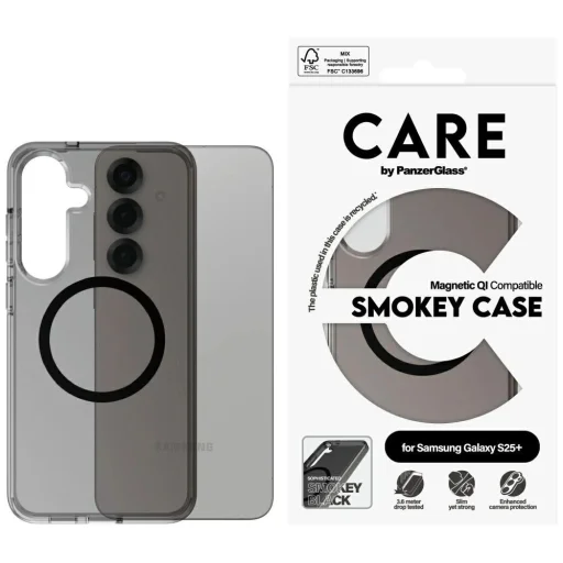 CARE by PanzerGlass Flagship Urban Combat Fekete QI tok Samsung Galaxy S25+ - Félátlátszó füsttok - 1