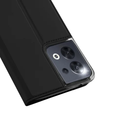 Dux Ducis Skin Pro tok Oppo Reno 8 fliptok kártyatartó állvánnyal fekete - 3
