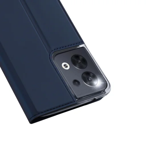 Dux Ducis Skin Pro tok Oppo Reno 8 fliptok kártyatartó állvány funkcióval kék - 3