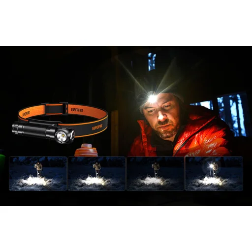2 az 1-ben Fejlámpa Superfire TH04, 600lm, USB-C - 4