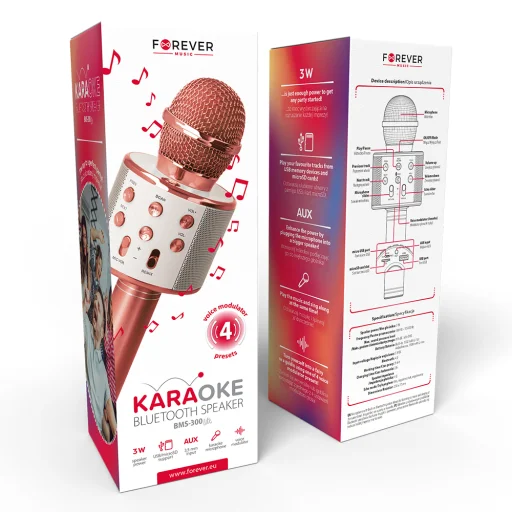 Forever Bluetooth mikrofon hangszóróval BMS-300 Lite rózsaarany - 2