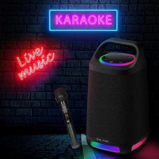 Blavec Hordozható Bluetooth Hangszóró TWS WS-01 Karaoke - 160W mikrofonnal (WS01-MB) fekete - 6
