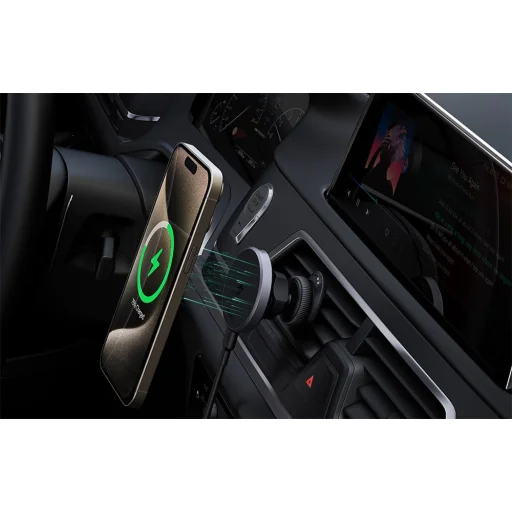 Autós telefontartó Aukey HD-MC13, 15W Qi2 töltővel (fekete) - 5