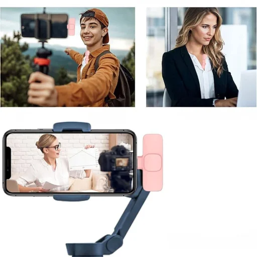 Vezeték nélküli lavalier mikrofon Lightning (iPhone) 2 darab a készletben, K1 rózsaszín szélvédővel - 9