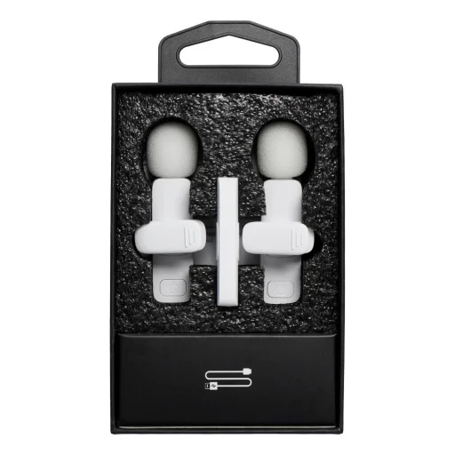 Vezeték nélküli lavalier mikrofon Lightning iPhone-hoz 2 db a készletben) K1 fehér szélvédővel - 3