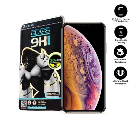 Edzett üveg X-ONE - iPhone X/Xs 3D Teljes Fedés fekete üvegfólia - 6
