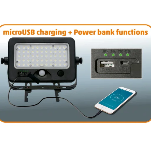 Home FLP 1100 SOLAR, szolárpaneles LED reflektor, PIR mozgásérzékelő, 1100 lm, 6000 K, 7200 mAh - 2