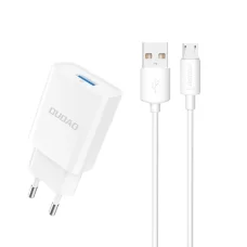 Dudao A4EU USB-A 2.1A fali töltő - fehér + USB-A - micro USB kábel