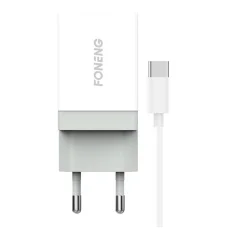 Gyors töltő Foneng 1x USB K210 + USB Type C kábel 1m