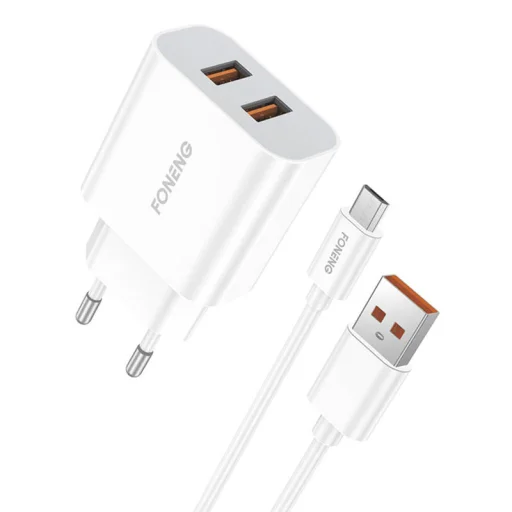 Gyors töltő Foneng 2x USB EU45 + USB Micro kábel - 1
