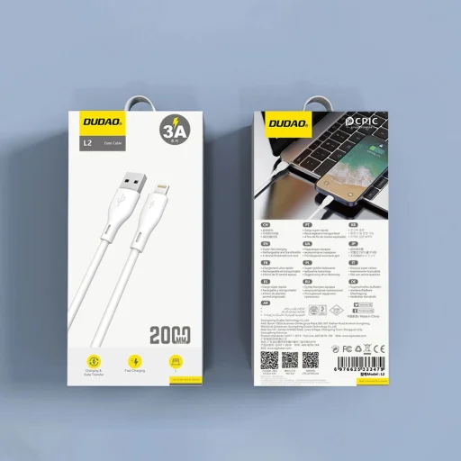 Dudao L2L USB-A / Lightning 3A kábel 2m - Fehér - 10