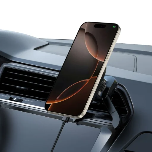 Tech-protect Mm15w-v6 Mágneses Magsafe Stabil Szellőzőrácsos Autós Tartó Vezeték Nélküli Töltő 15W Fekete/fekete - 7