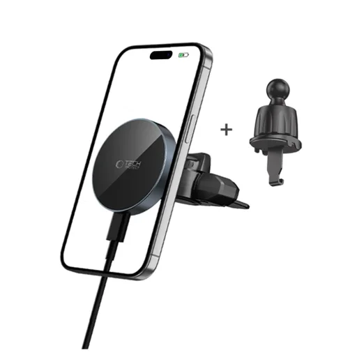 Tech-protect Mm15w-v5 Mágneses Magsafe Cd & Vent Autós Tartó Vezeték Nélküli Töltő 15w Fekete/fekete - 2