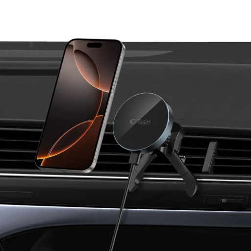 Tech-protect Mm15w-v5 Mágneses Magsafe Stability Ventilációs Rács Autós Tartó Vezeték nélküli Töltő 15w Fekete/fekete - 10