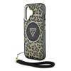  iPhone 16 Barna Guess IML Leopard Triangle Logo Strap MagSafe tok thumbnail