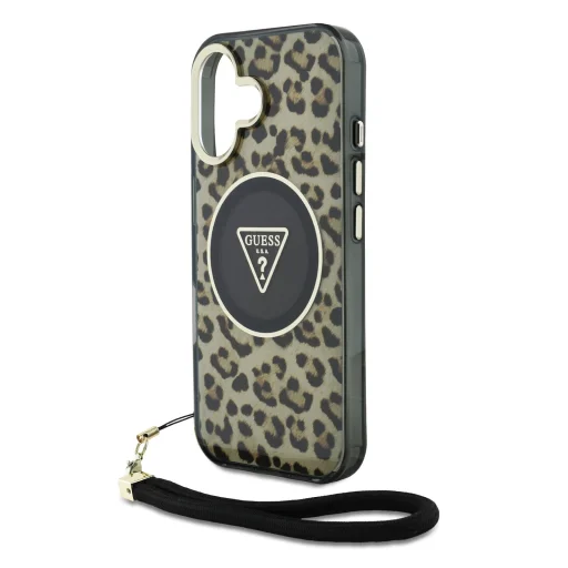  iPhone 16 Barna Guess IML Leopard Triangle Logo Strap MagSafe tok - 4