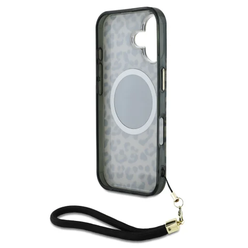  iPhone 16 Barna Guess IML Leopard Triangle Logo Strap MagSafe tok - 5