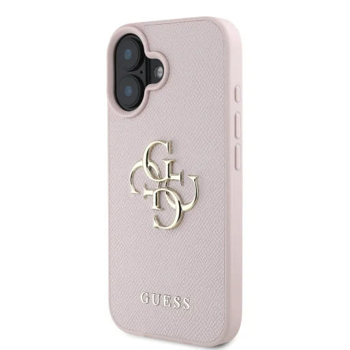  iPhone 16 Pink Guess PU Grained 4G Metal Logo tok - 2