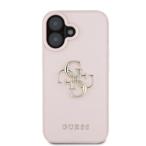 iPhone 16 Pink Guess PU Grained 4G Metal Logo tok - 3