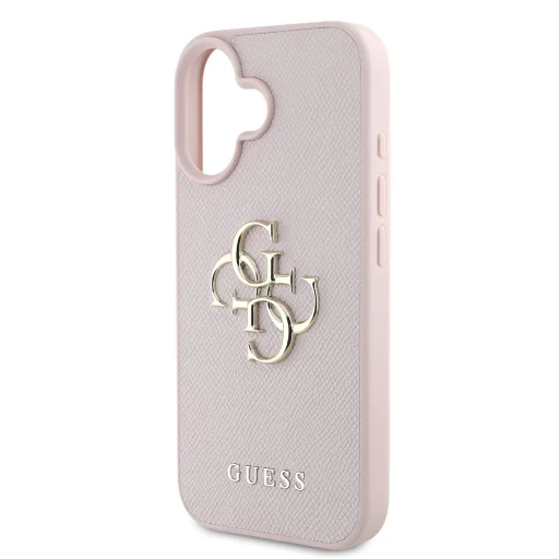  iPhone 16 Pink Guess PU Grained 4G Metal Logo tok - 5