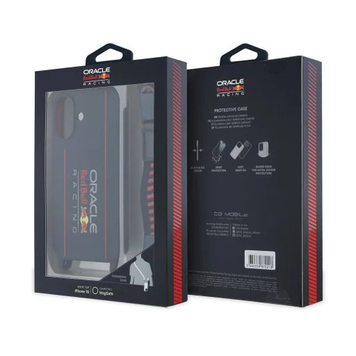 Red Bull szilikon függőleges logós MagSafe tok + keresztpánt iPhone 16 sötétkék tok - 6