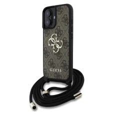 iPhone 16 Barna Guess PU 4G Metal Logo Crossbody Strap tok