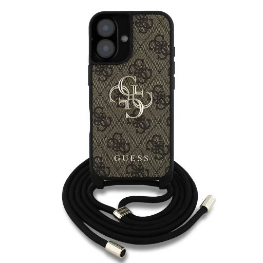  iPhone 16 Barna Guess PU 4G Metal Logo Crossbody Strap tok - 2