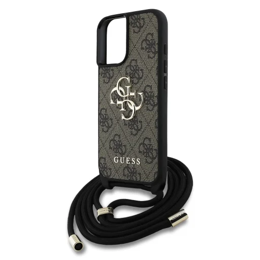  iPhone 16 Barna Guess PU 4G Metal Logo Crossbody Strap tok - 4