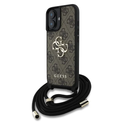  iPhone 16 Barna Guess PU 4G Metal Logo Crossbody Strap tok - 1