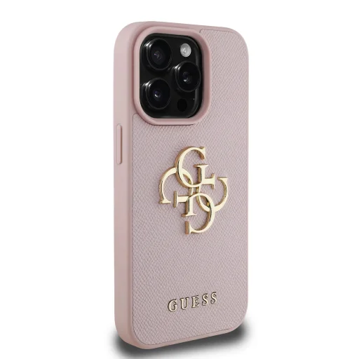 Guess PU Grained 4G Metal Logo tok iPhone 15 Pro Pink - 4
