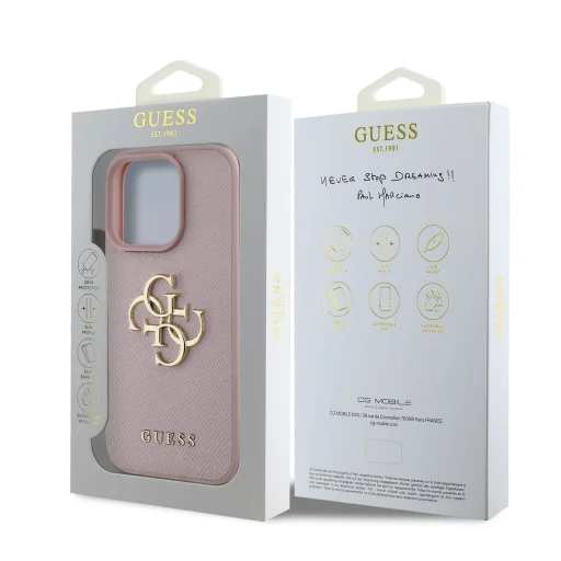 Guess PU Grained 4G Metal Logo tok iPhone 15 Pro Pink - 7
