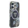  iPhone 16 fekete Guess IML Glitter Magnolia és Triangle Logo MagSafe tok - 4