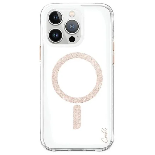 Uniq Coehl Glace mágneses töltőtok iPhone 15 Pro - rózsaszín és arany tok - 1