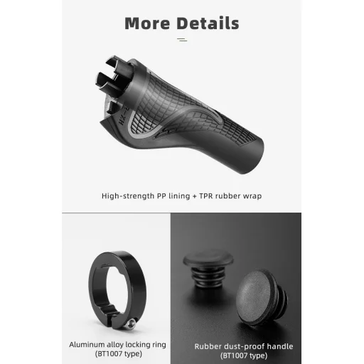 Rockbros BT1007B kerékpár tartó szett kormányvéggel - Fekete - 10