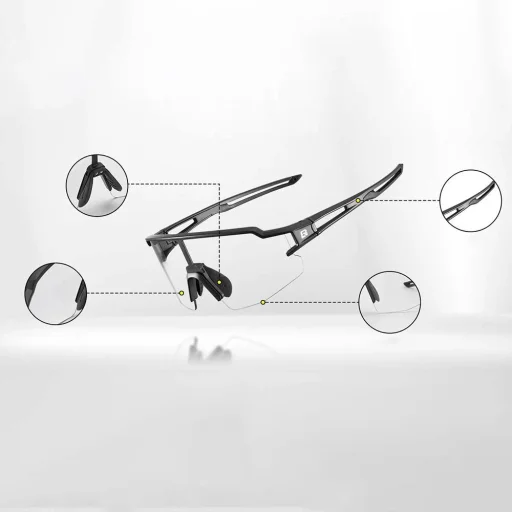 Rockbros 10173 fotokromatikus UV400 kerékpáros szemüveg - fekete és piros - 5