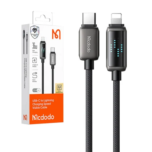 Mcdodo CA-2630 LED kijelzős USB-C - Lightning 36W adatkábel 1,2m - 4