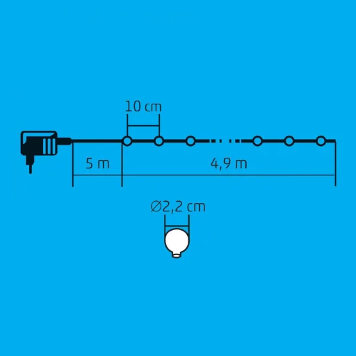 Home KBC 50 LED-es gömb fényfüzér, 4,9 m / 50 db színváltó LED, opál gömb dekoráció, fekete vezeték, hálózati adapter, kül- beltéri kivitel - 3