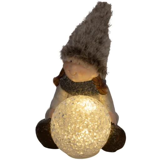 Home KDC 28 ülő figura kerámia-plüss dekoráció, EVA gömb, 1 db LED - 2