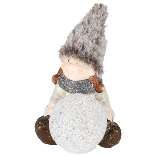 Home KDC 28 ülő figura kerámia-plüss dekoráció, EVA gömb, 1 db LED - 1