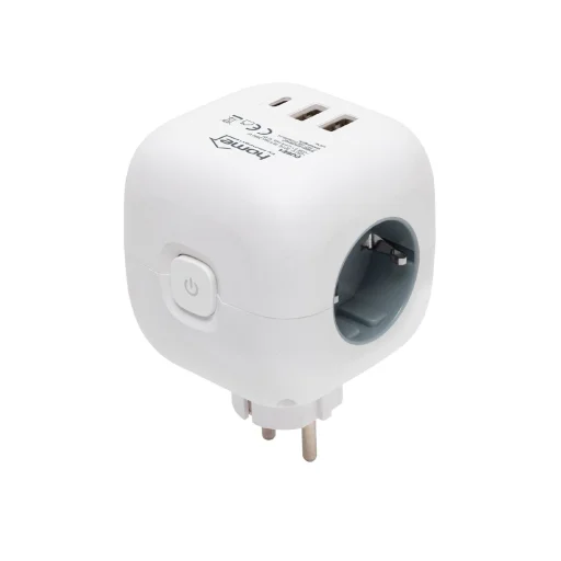 Home CUBE1 kocka elosztó USB töltővel, 3 aljzat gyermekvédelemmel, 1db USB C, 2db  USB A, max. 3680 W - 2