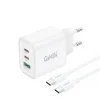 Foneng GaN10-EU hálózati töltő - USB + 2xType C - QC 4.0+ PD 65W Type C-C kábellel fehér thumbnail