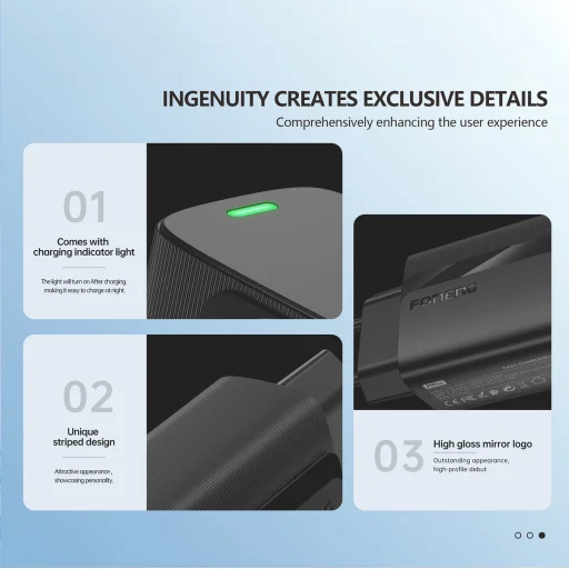 Foneng EU64 fali töltő - USB - 18W, USB típusú C kábel fekete - 4